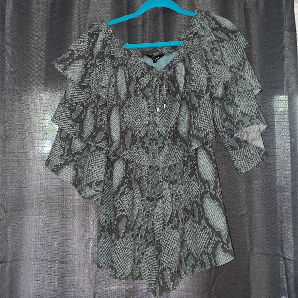 Turquoise snake print romper